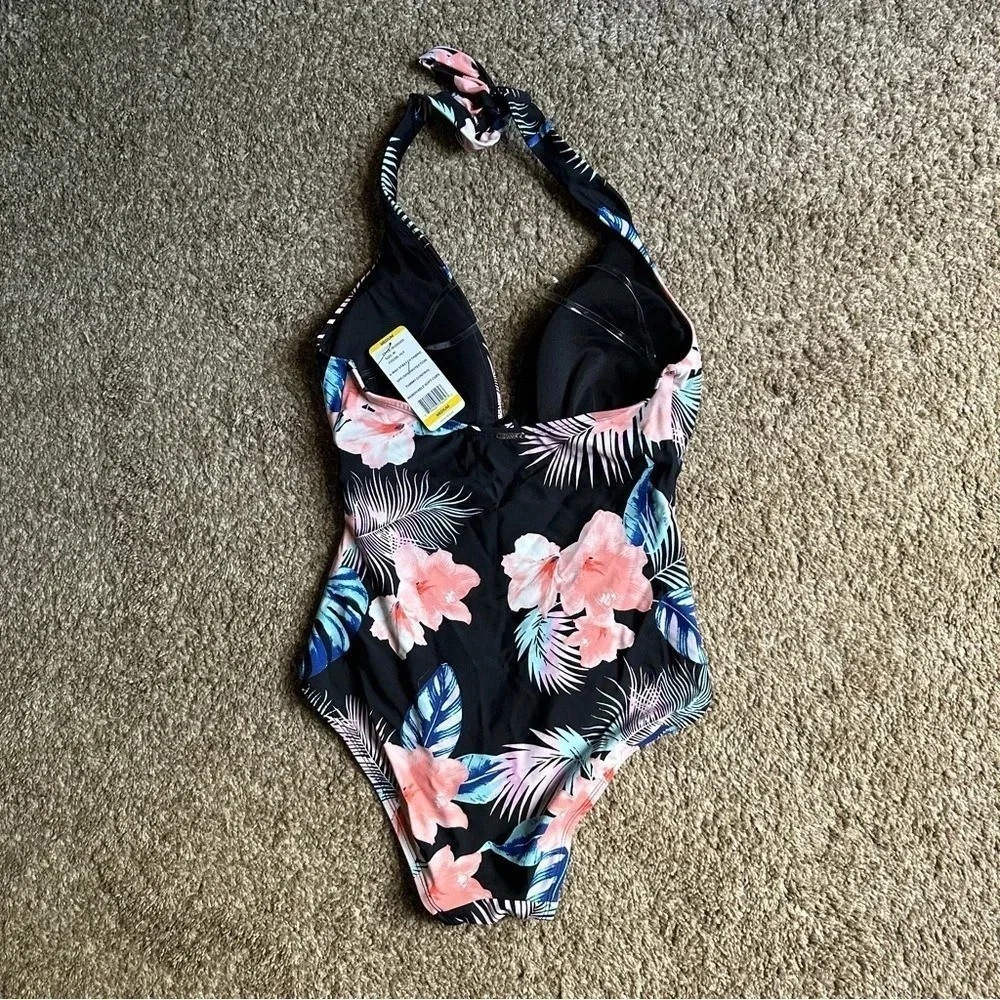 DKNY Women's One Piece Tummy Control Halter Neckline Swimsuit Sz‎ Medium - Picture 8 of 9